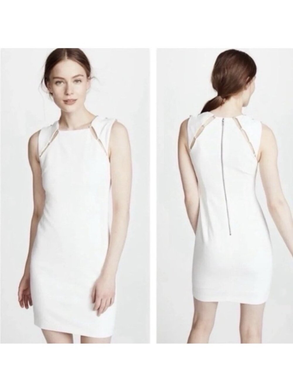 Alice + Olivia Kristiana Pearl Embellished Sheath Dress White 8